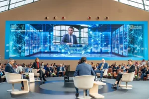 Humain CEO speaks at a session during the Future Investment Initiative conference (Asharq Al-Awsat)