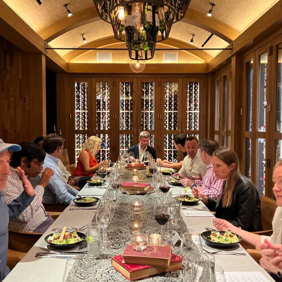 Dinner and roundtable conversation within a Wine Cellar in San Francisco